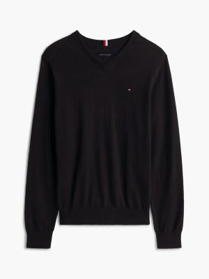 Мужские свитеры Tommy Hilfiger Solid Logo V-Neck Sweater — фото 6