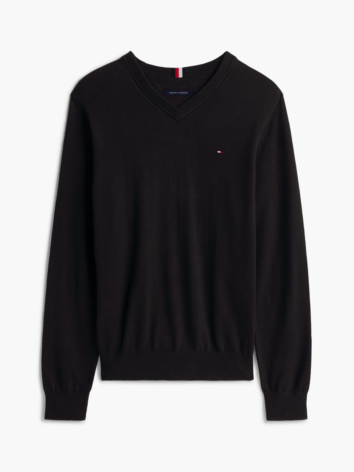 Solid Logo V-Neck Sweater — Black