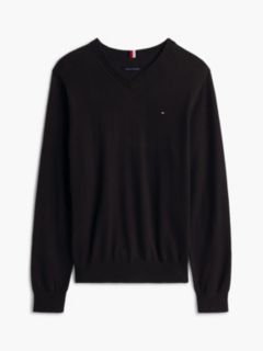 Solid Logo V-Neck Sweater — Black 6