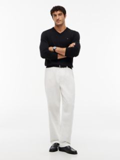 Solid Logo V-Neck Sweater — Black 2