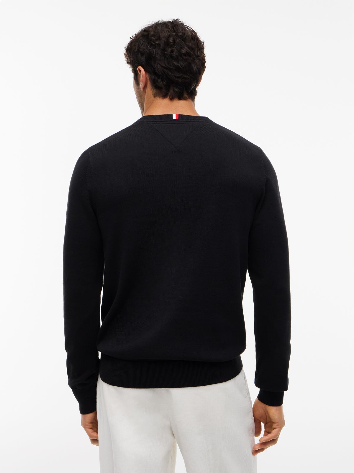 Solid Logo V-Neck Sweater — Black
