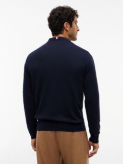 Solid Logo V-Neck Sweater — Navy 4