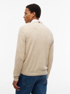Solid Logo V-Neck Sweater — Semolina Heather 4