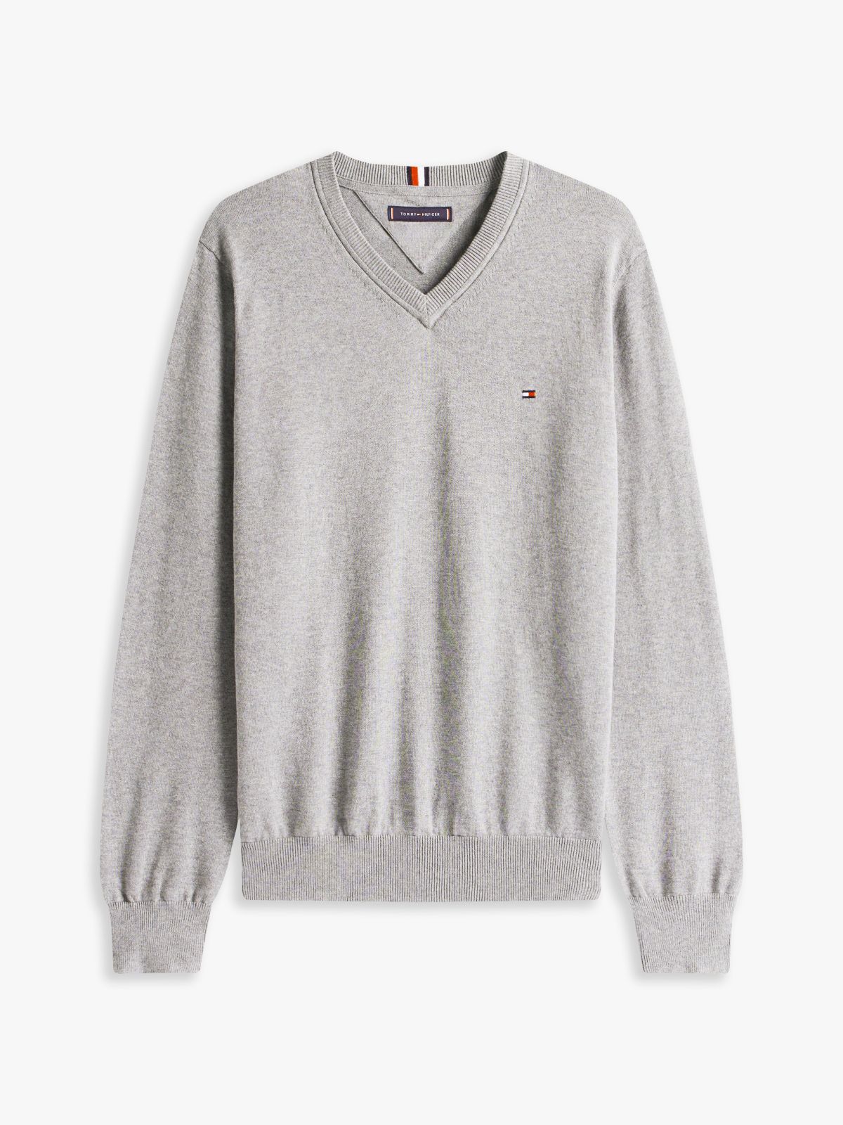 Solid Logo V-Neck Sweater — Grey Heather