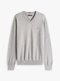 Solid Logo V-Neck Sweater — Grey Heather 5
