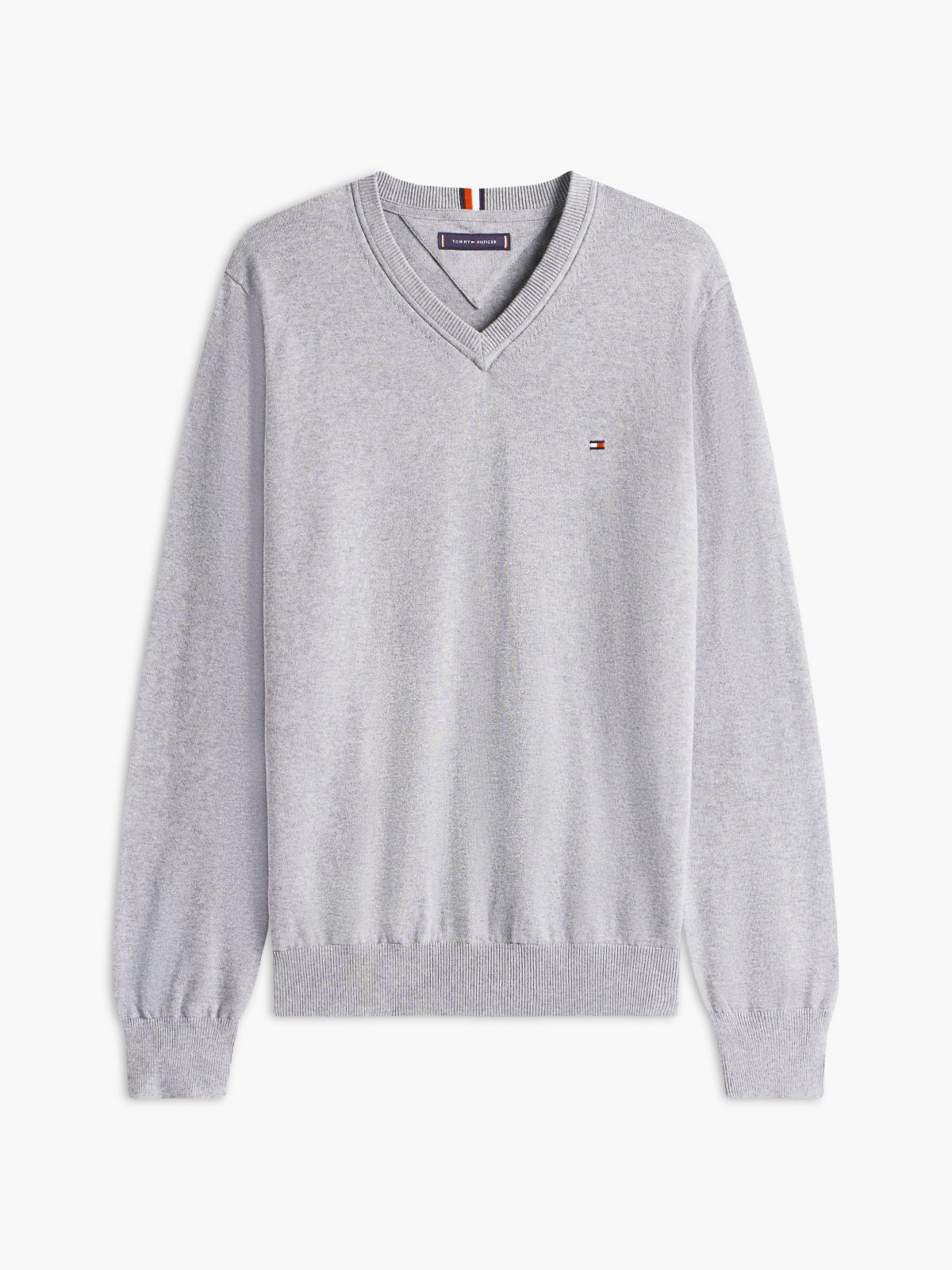 Solid Logo V-Neck Sweater — Grey Heather