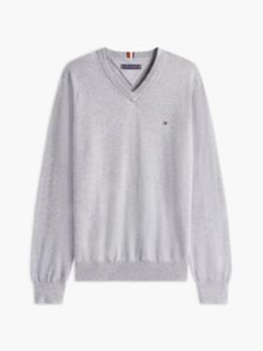 Solid Logo V-Neck Sweater — Grey Heather 6