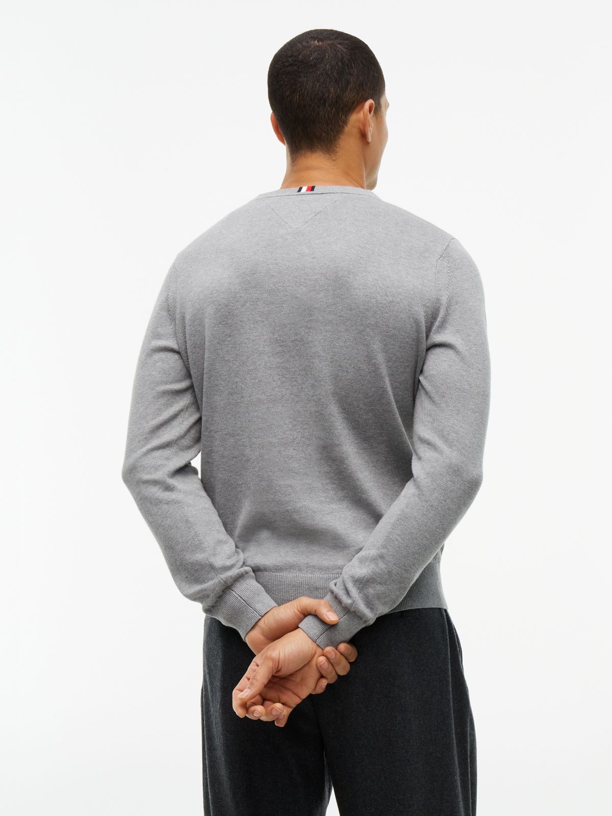 Solid Logo V-Neck Sweater — Grey Heather