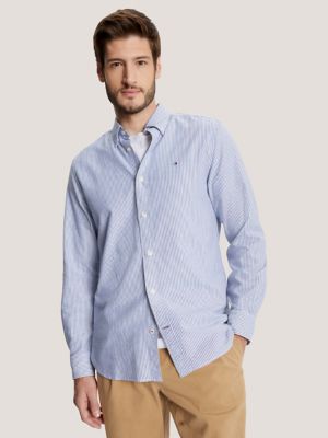 Regular Fit Stripe Stretch Oxford Shirt, Midnight Blue/Optic White Stripe