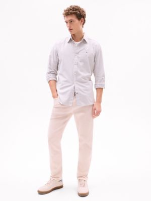 Regular Fit Stripe Stretch Oxford Shirt, Uniform Olive/Optic White Stripe