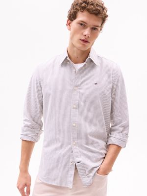 Regular Fit Stripe Stretch Oxford Shirt, Uniform Olive/Optic White Stripe