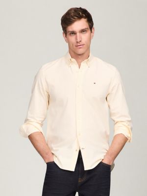 Regular Fit Stripe Stretch Oxford Shirt, Daisy Yellow/Optic White Stripe