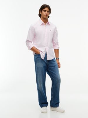 Мужская рубашка Tommy Hilfiger Regular Fit Striped Oxford, цвет: Розовый — фото 2