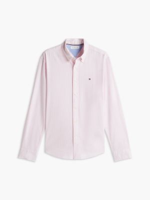 Мужская рубашка Tommy Hilfiger Regular Fit Striped Oxford, цвет: Розовый — фото 6