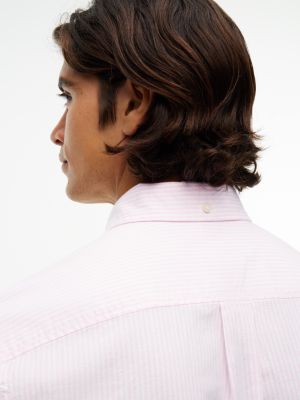 Мужская рубашка Tommy Hilfiger Regular Fit Striped Oxford, цвет: Розовый — фото 4