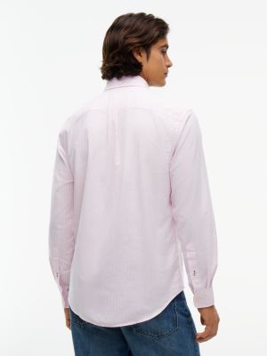 Мужская рубашка Tommy Hilfiger Regular Fit Striped Oxford, цвет: Розовый — фото 5