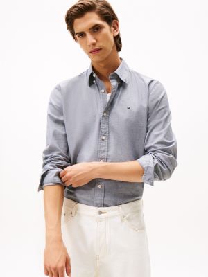 Regular Fit Stretch Oxford Shirt, Faded Chambray Blue
