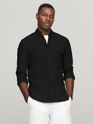 Regular Fit Stretch Oxford Shirt, Black