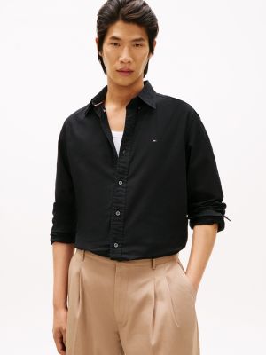 Regular Fit Stretch Oxford Shirt, Black