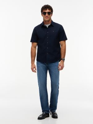 tommy hilfiger short sleeve dress shirt Tommy Hilfiger Men's Linen Blend Short Sleeve Shirt