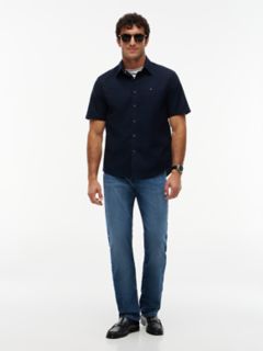 Regular Fit Short-Sleeve Oxford Shirt — Navy Blue 2