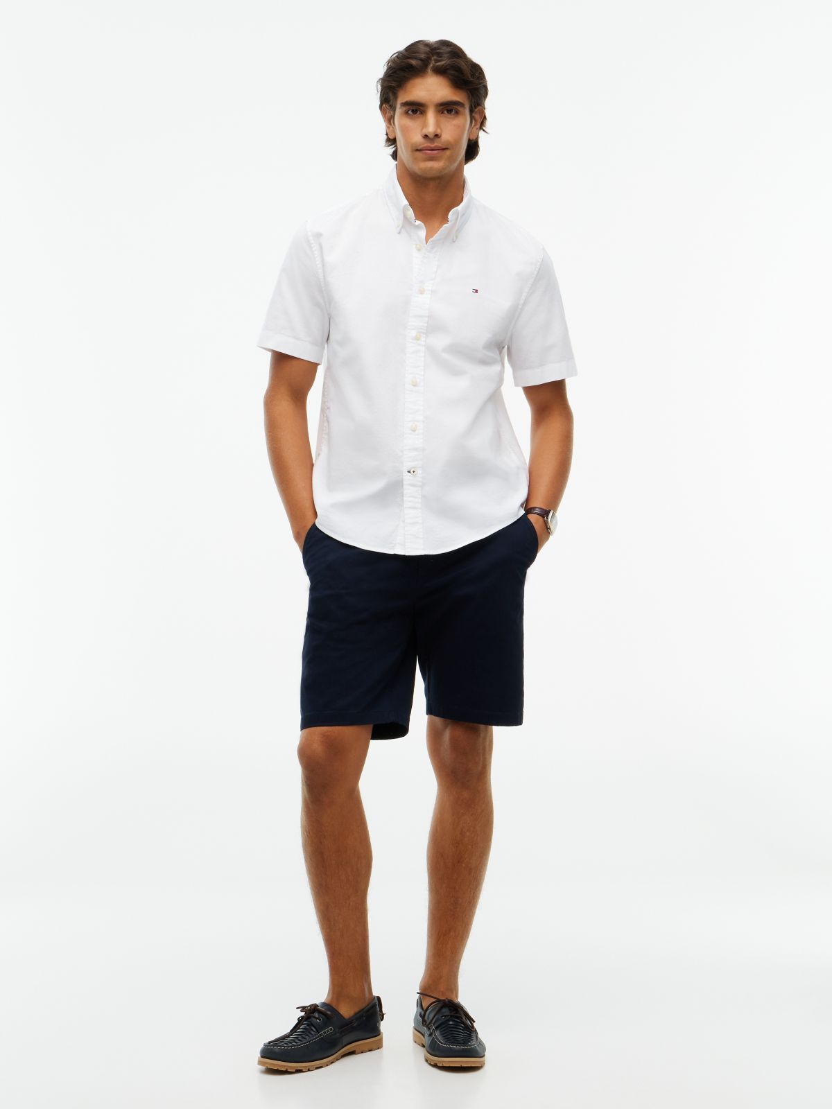 Regular Fit Short-Sleeve Oxford Shirt — Optic White