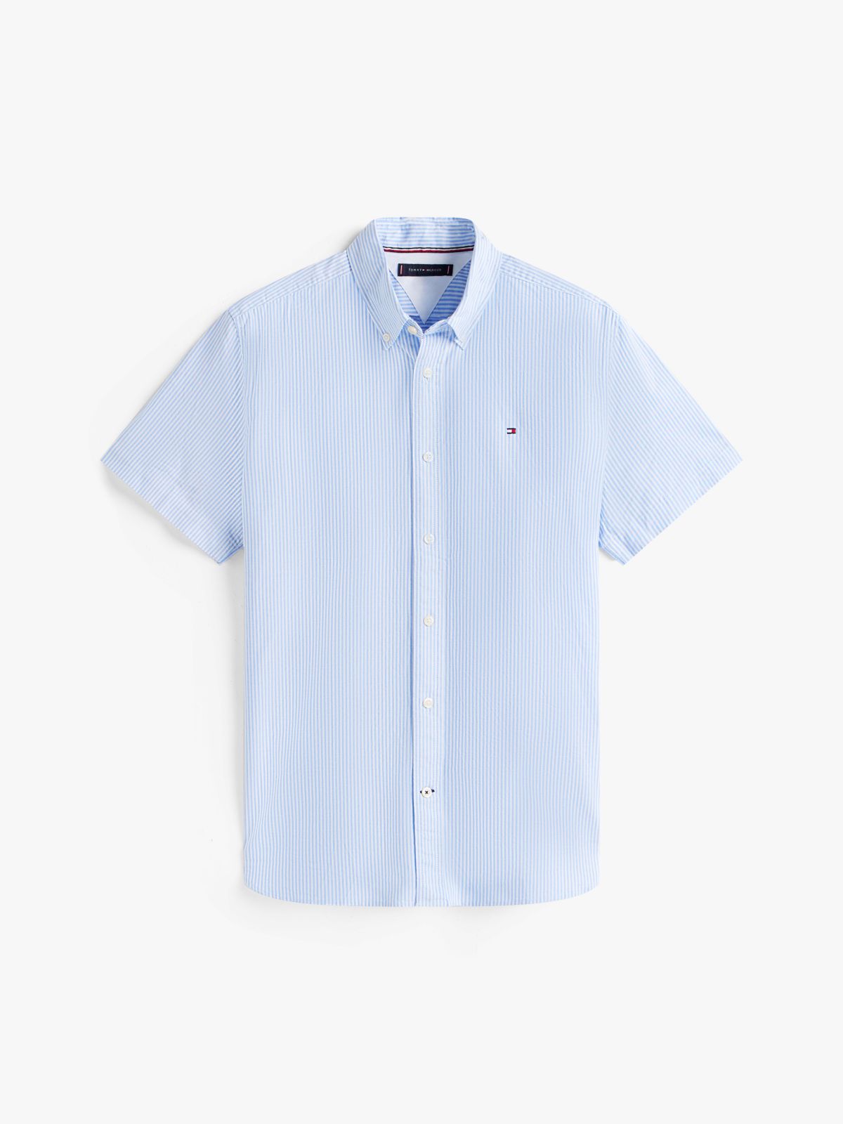 Short-Sleeve Striped Oxford Shirt — Blue/White Stripe