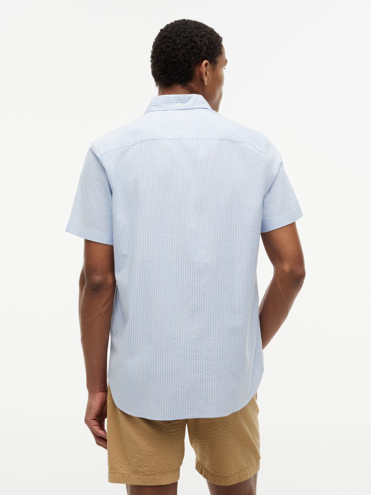 Short-Sleeve Striped Oxford Shirt — Blue/White Stripe