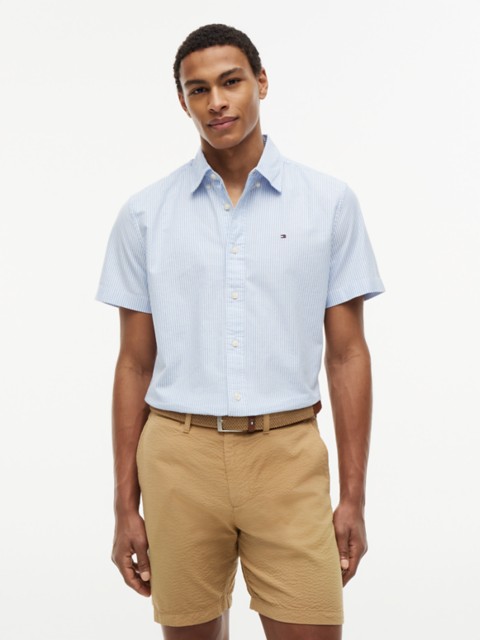 Мужские рубашки Tommy Hilfiger Short-Sleeve Striped Oxford Shirt