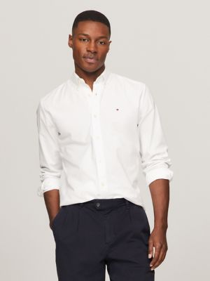 Regular Fit Solid Stretch Oxford Shirt, Optic White
