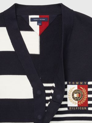 【HI FI FNK】Tom Stripe Cardigan Kallen Button Front Striped Cardigan - Cream/Black - Petal