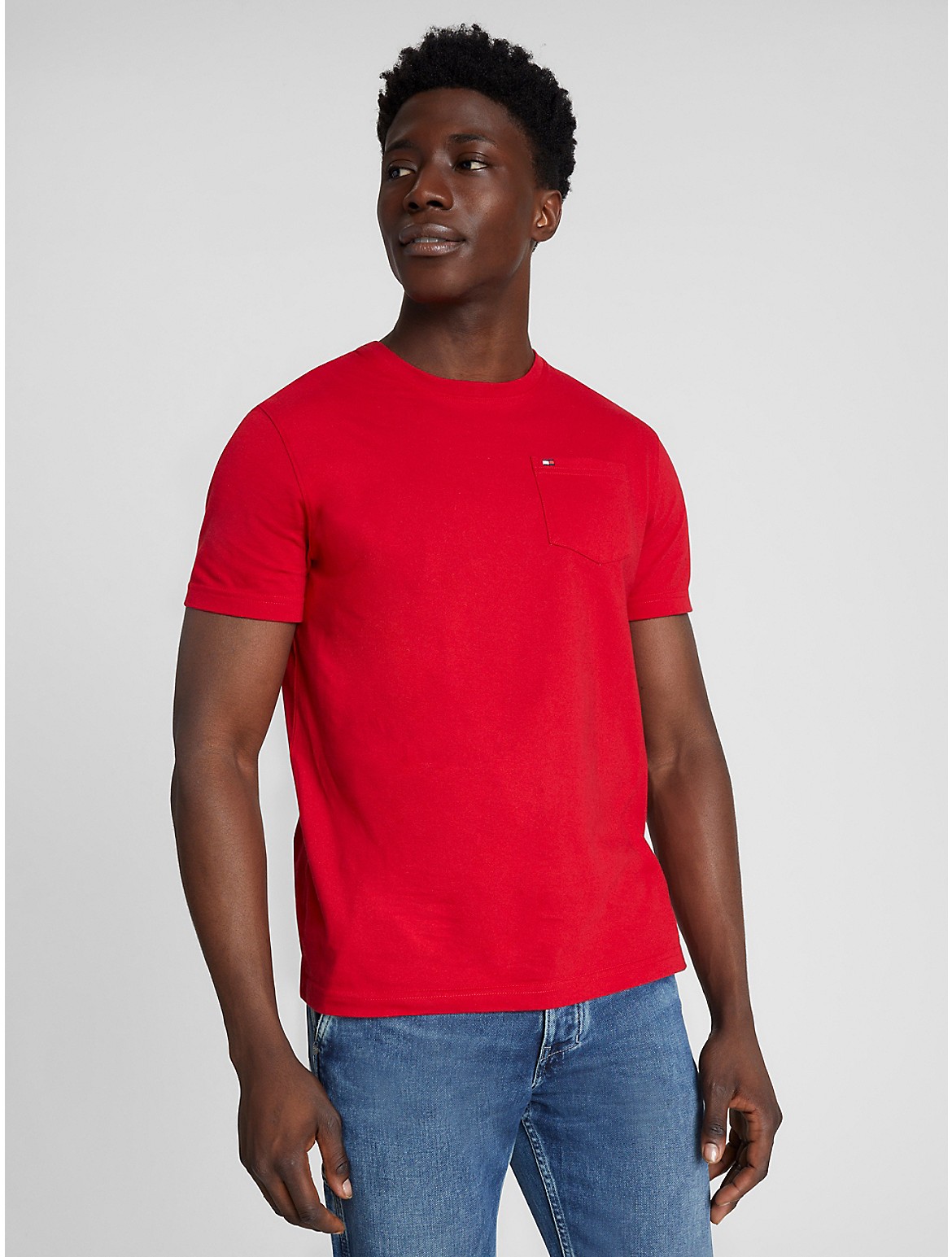 Tommy Hilfiger Solid Pocket T In Primary Red