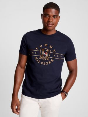 Embroidered Crest Logo T Shirt Tommy Hilfiger USA