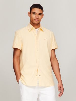 Regular Fit Short-Sleeve Oxford Shirt, Daisy Yellow/Optic White