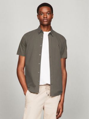 Regular Fit Short-Sleeve Oxford Shirt, Army Green