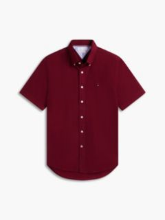 Regular Fit Short-Sleeve Oxford Shirt — Burgundy 5