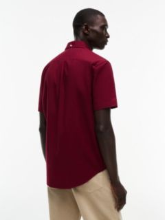 Regular Fit Short-Sleeve Oxford Shirt — Burgundy 4