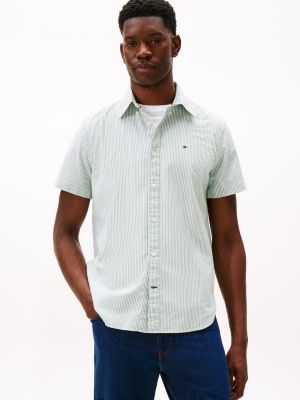 Short-Sleeve Stripe Oxford Shirt, Nouveau Green