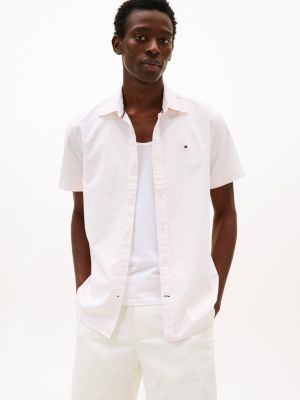 Short-Sleeve Stripe Oxford Shirt, Precious Pink/Optic White Stripe