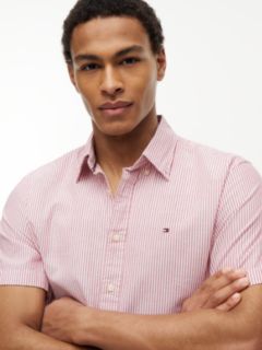 Short-Sleeve Striped Oxford Shirt — Medium Red 3