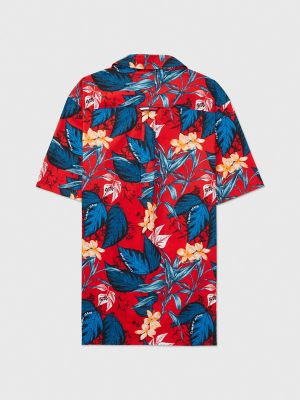 Hawaii Floral Red Funny Toddler Hawaiian Shirt, 2-3T