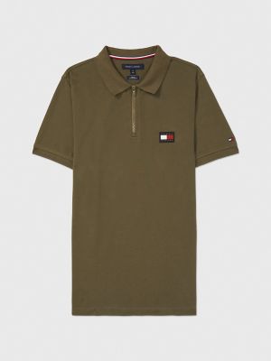 Slim Fit Pop Collar Polo, Army Green