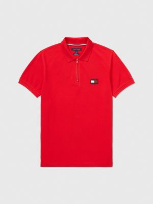 Slim Fit Pop Collar Polo, Primary Red