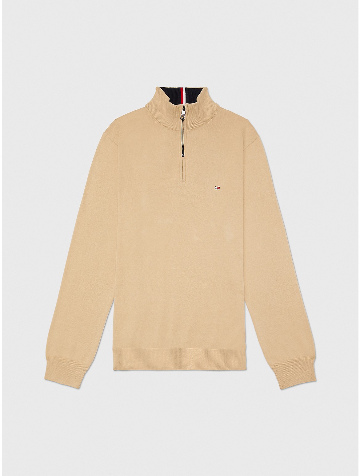 Tommy Hilfiger Cotton Mockneck Sweater In Clayed Pebble