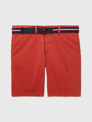 Twill Belted Short, Cinnabar Red