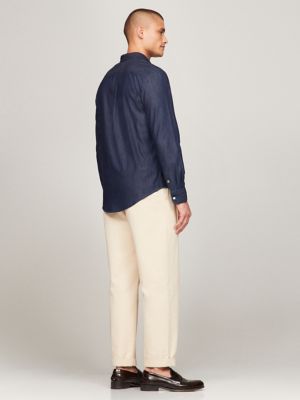 Regular Fit Solid Twill Shirt, Dark Navy