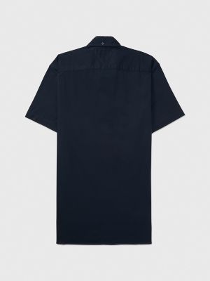 Regular Fit Stretch Short-Sleeve Shirt, Navy
