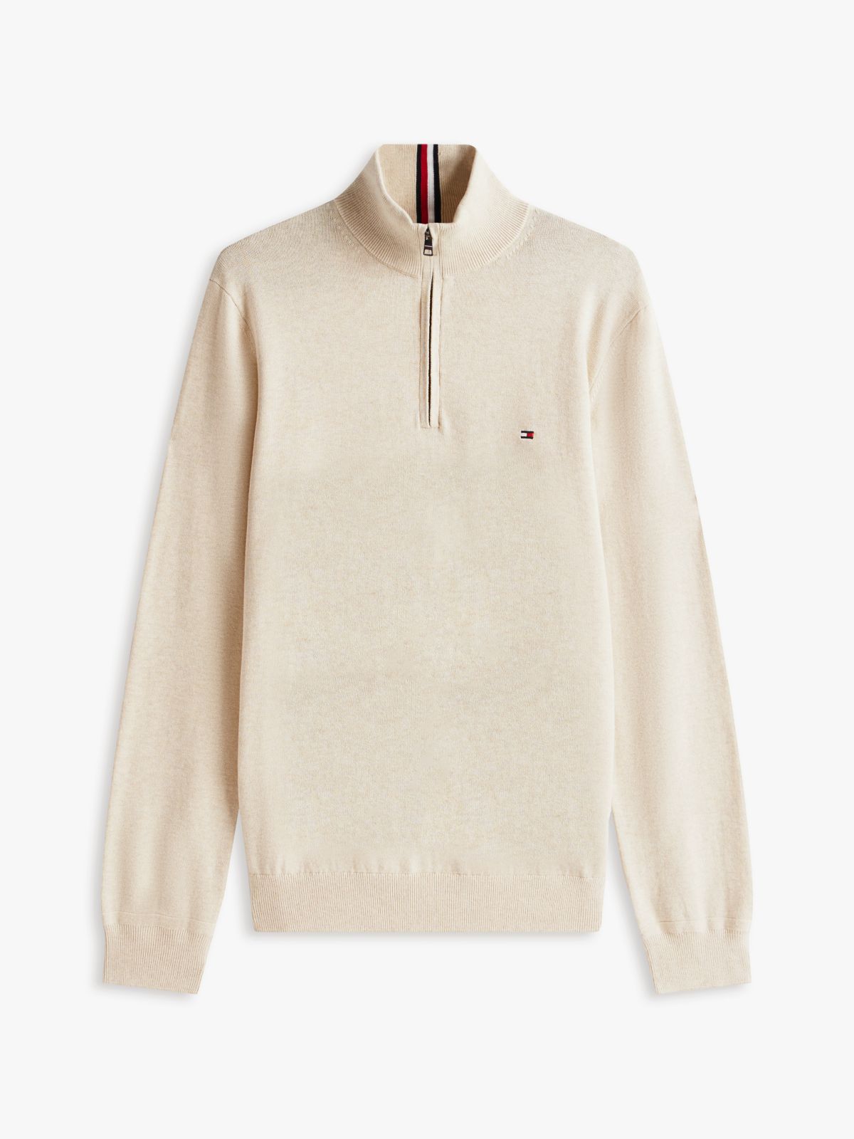 Classic Quarter-Zip Sweater — Beige