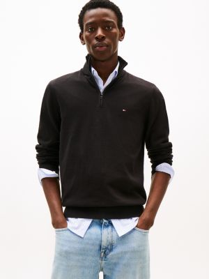 Classic Quarter-Zip Sweater, Black
