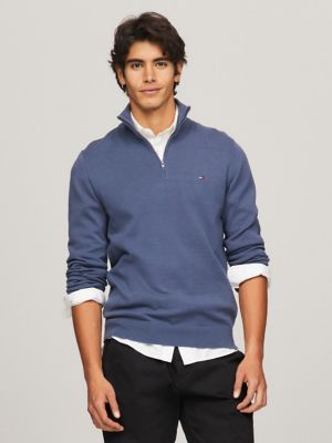 Tommy Hilfiger Men's Long Sleeve Fleece Quarter Zip Pullover Sweatshirt,  Snow White, X-Small : : Clothing, Shoes & Accessories